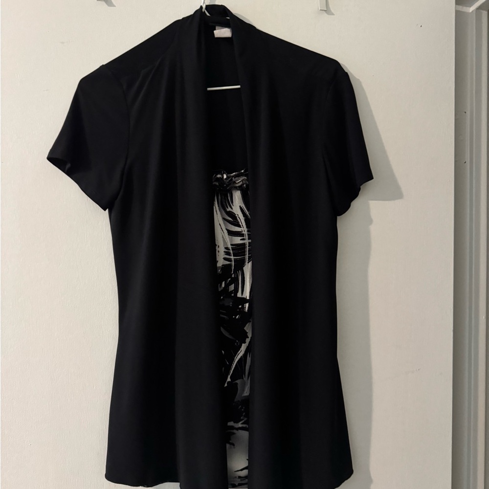 Elegant Black Women's Top with attached inner top.